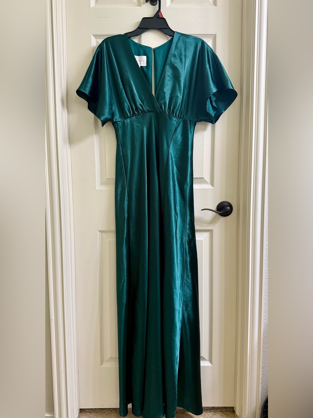 Birdy Grey Emerald Green Empire Waist Formal Satin Maxi Dress